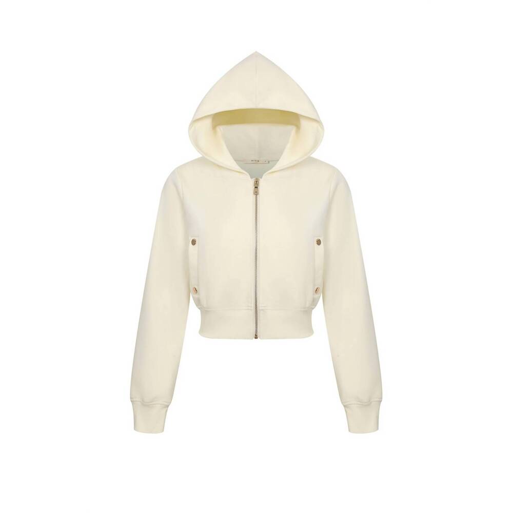 NEW ATELIER women's everyday zip up hoodie in cream